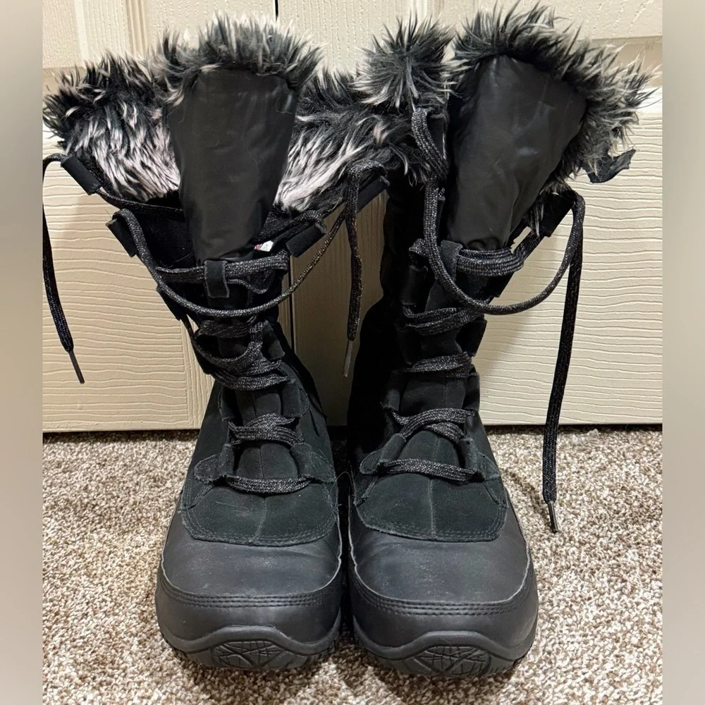 The North Face Boots Womens Size 8.5 Black Winter Snow Fur Waterproof 200g A0Z3